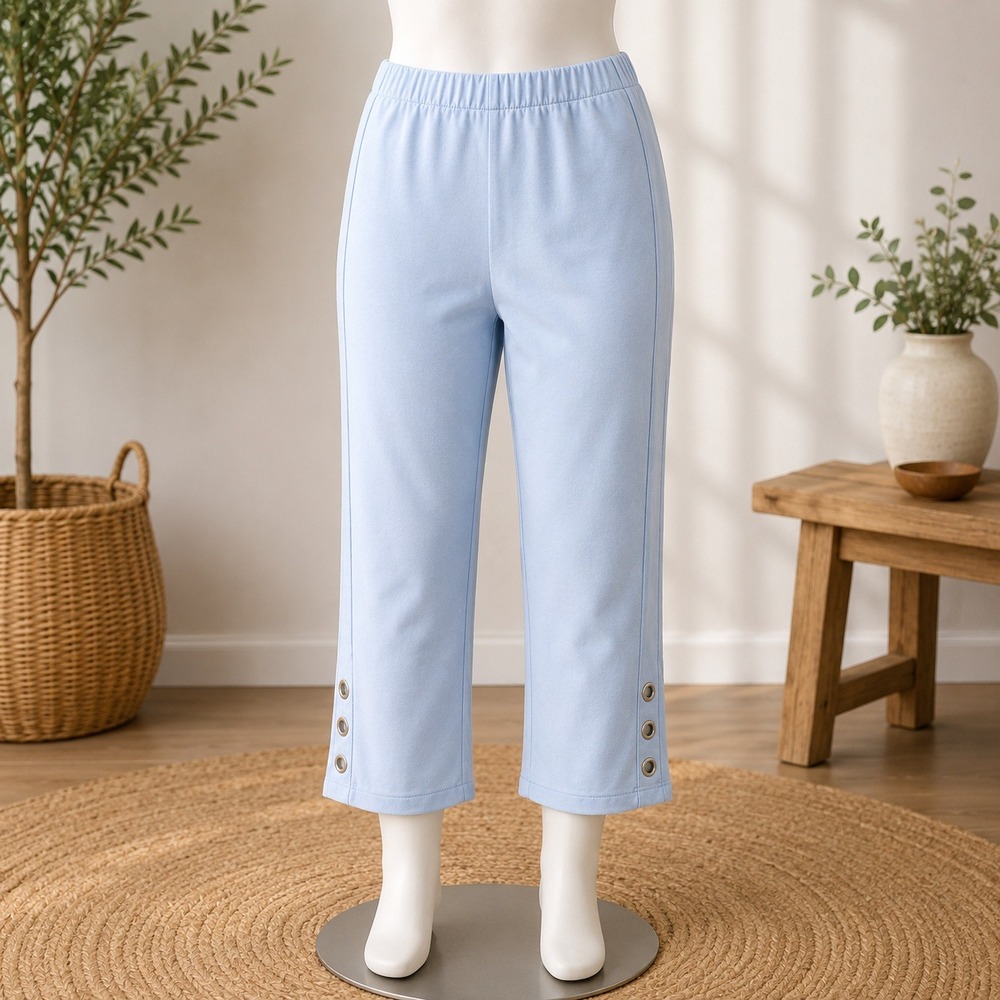 NEW Sport Savvy Cropped Sweatpants Women 1XP Light Blue Grommet Hem Lounge Pants